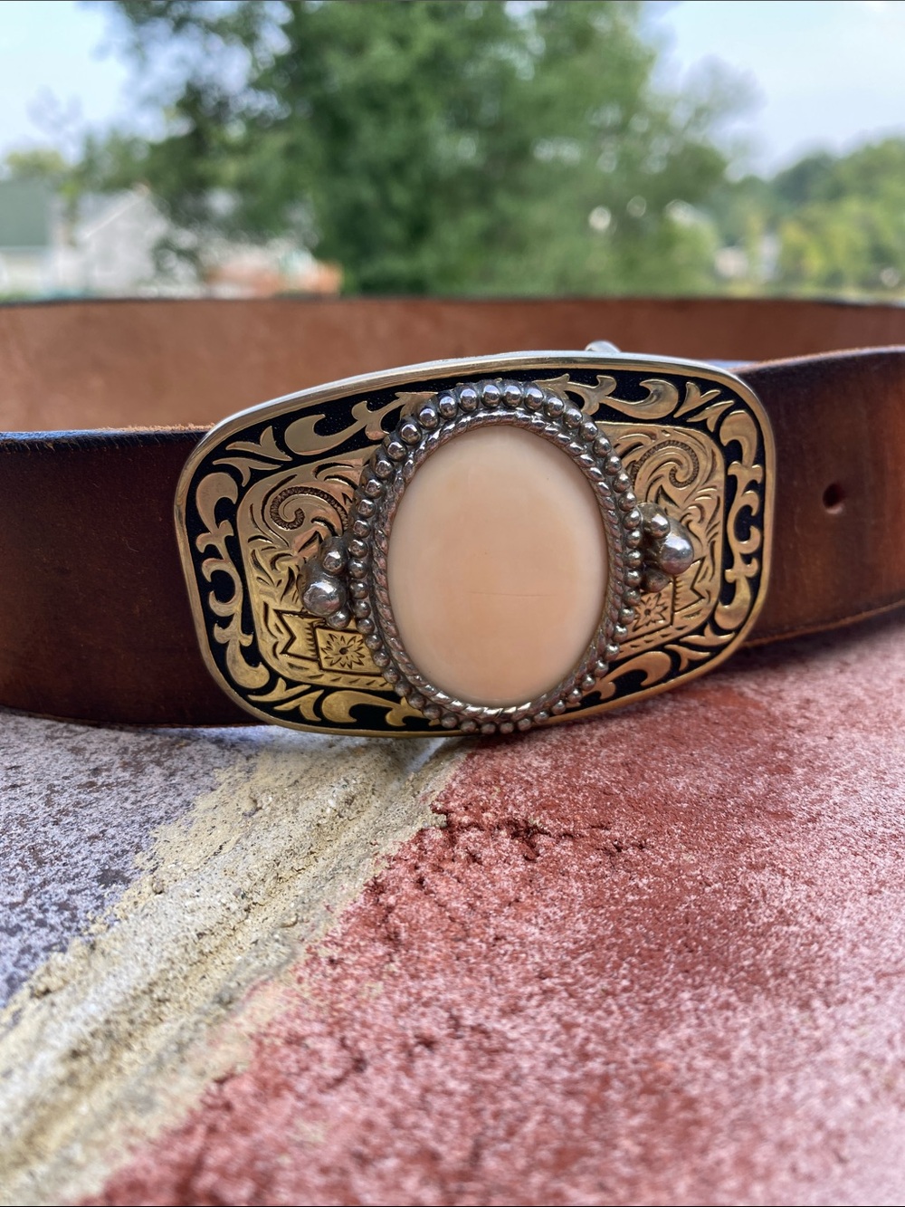 HORSE HEAD ORNATE Buckle Leather Belt